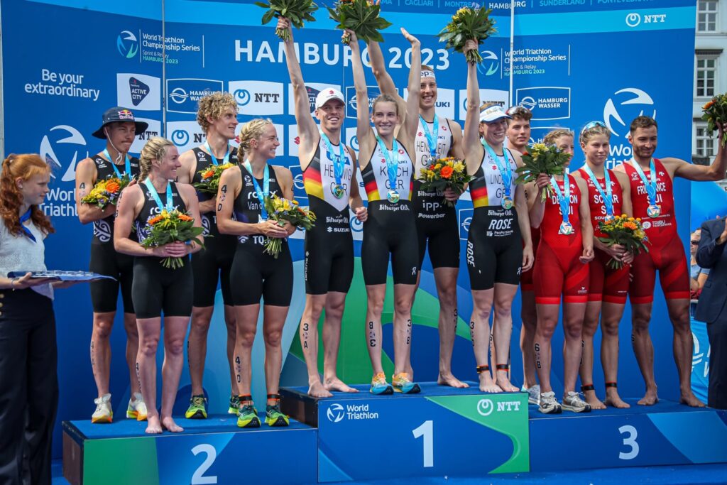 HAMBURG WASSER World Triathlon Sprint & Relay Championships 2023 powered by SUZUKI die Goldmedaille für Tim Hellwig